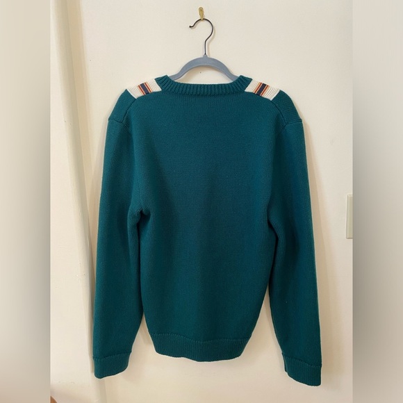 Gucci Forest Green Anchor Crest V Neck Wool Sweater Made Italy Varsity College - Picture 8 of 16